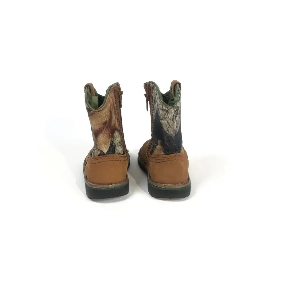 FADED GLORY LEATHER CAMO KIDS BOOTS SIZE 4